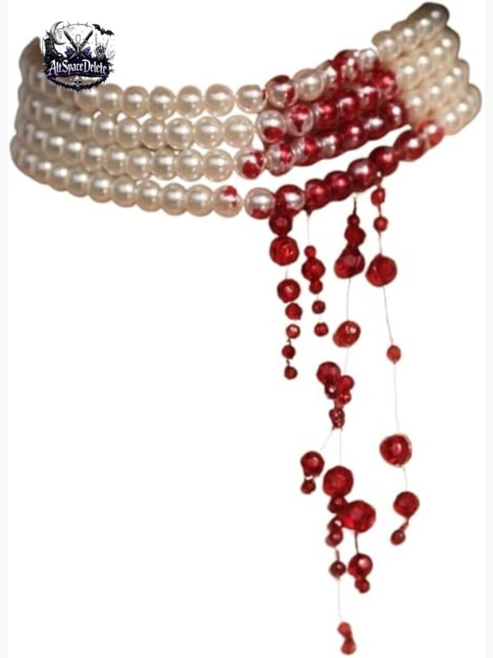 Handmade Dripping Blood Imitation Pearl Choker Necklace Gothic Costume